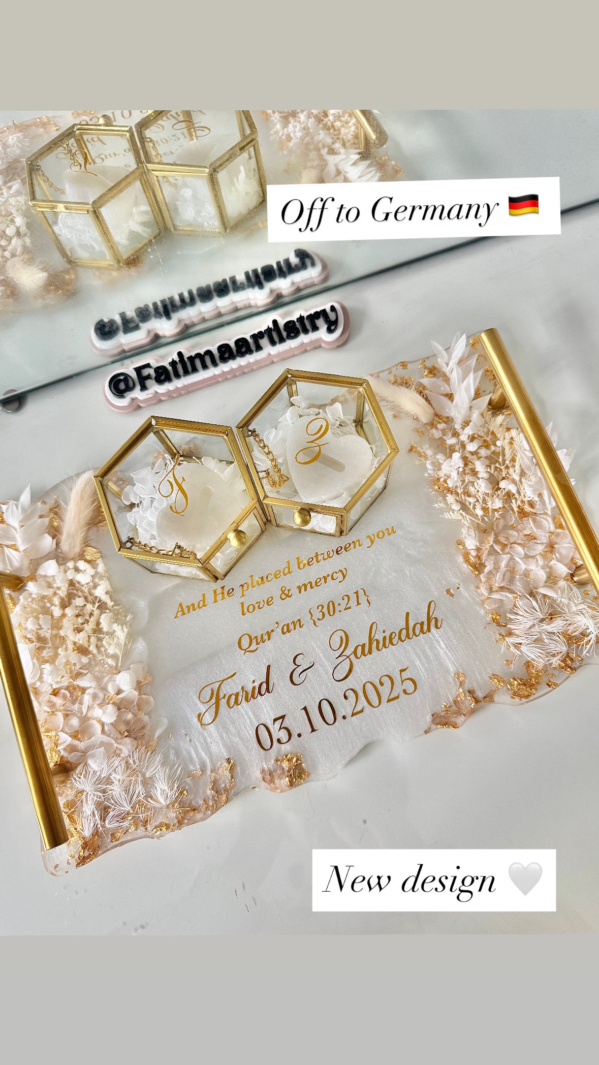 White flowered ring tray