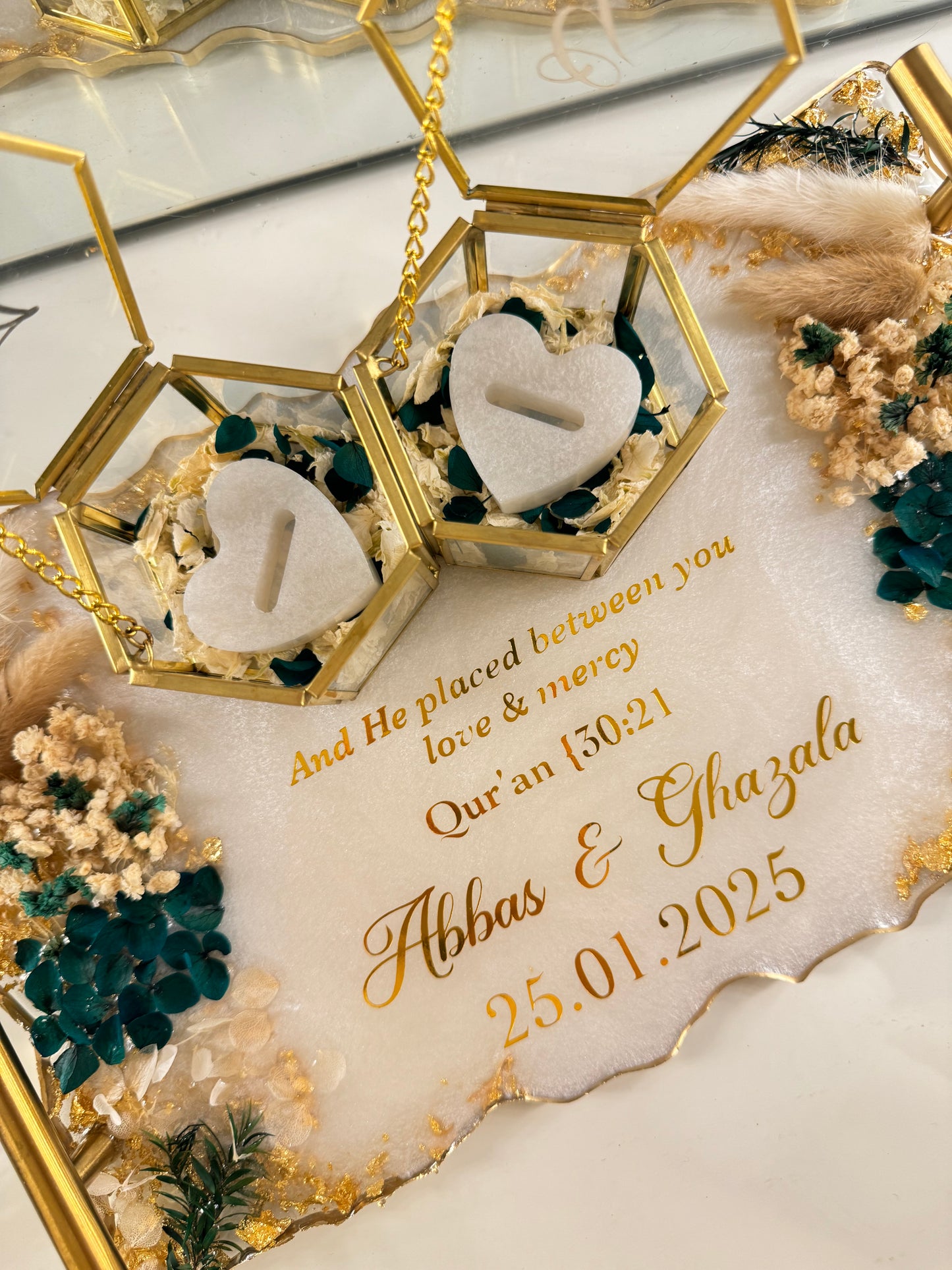 Emerald green and gold rectangle tray
