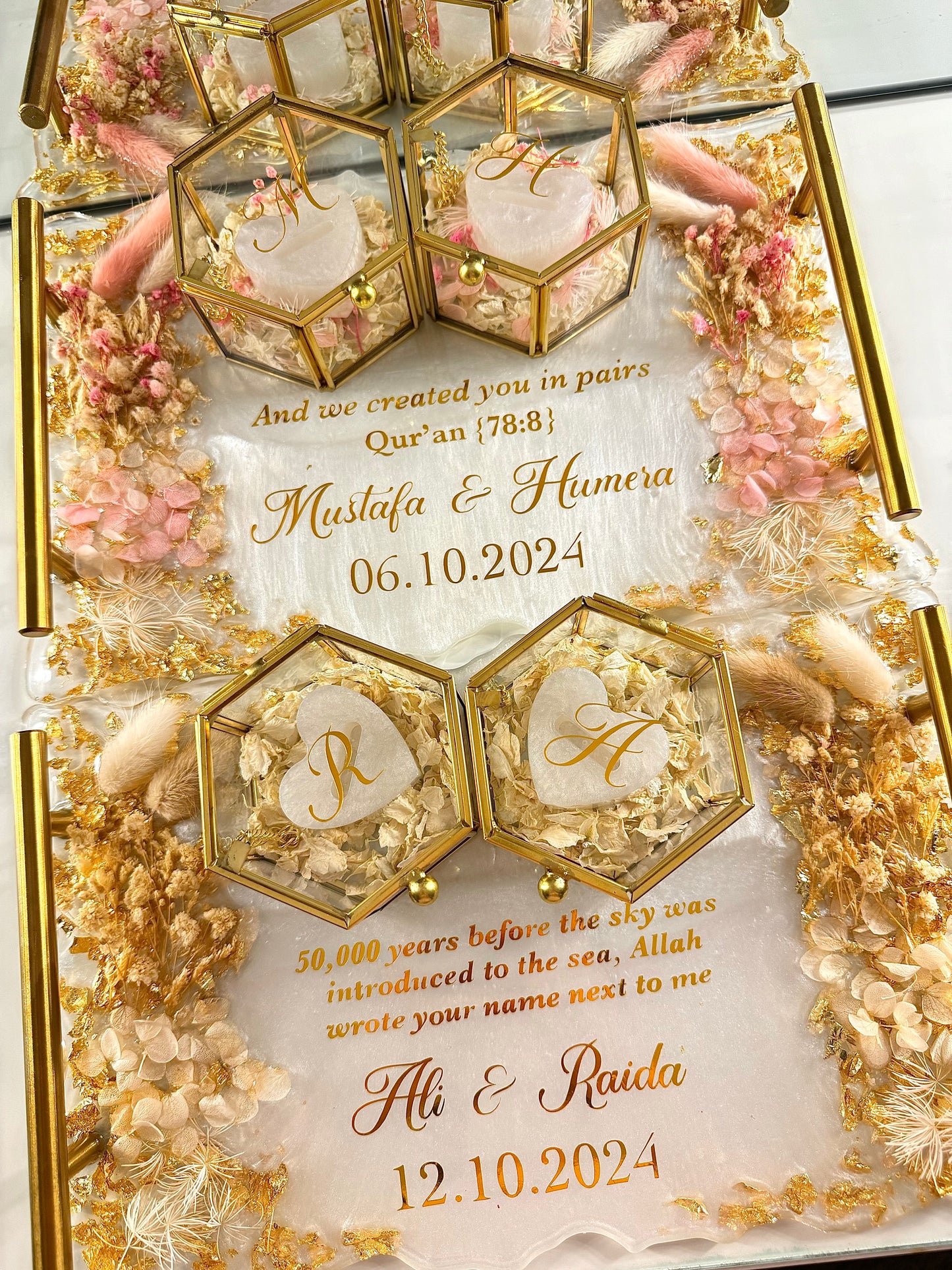 Pastel pink and gold rectangle tray