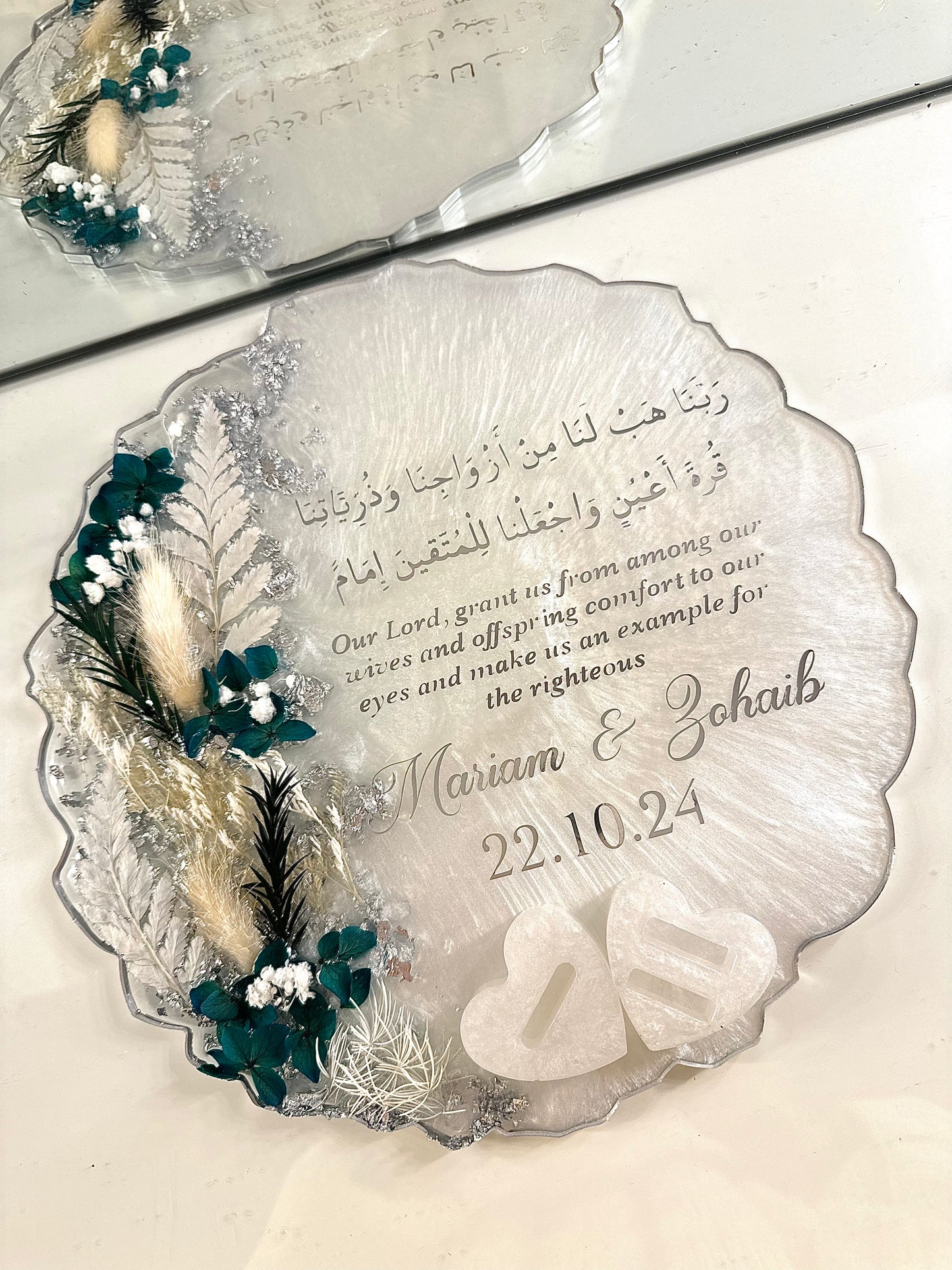 Emerald green and silver ring tray