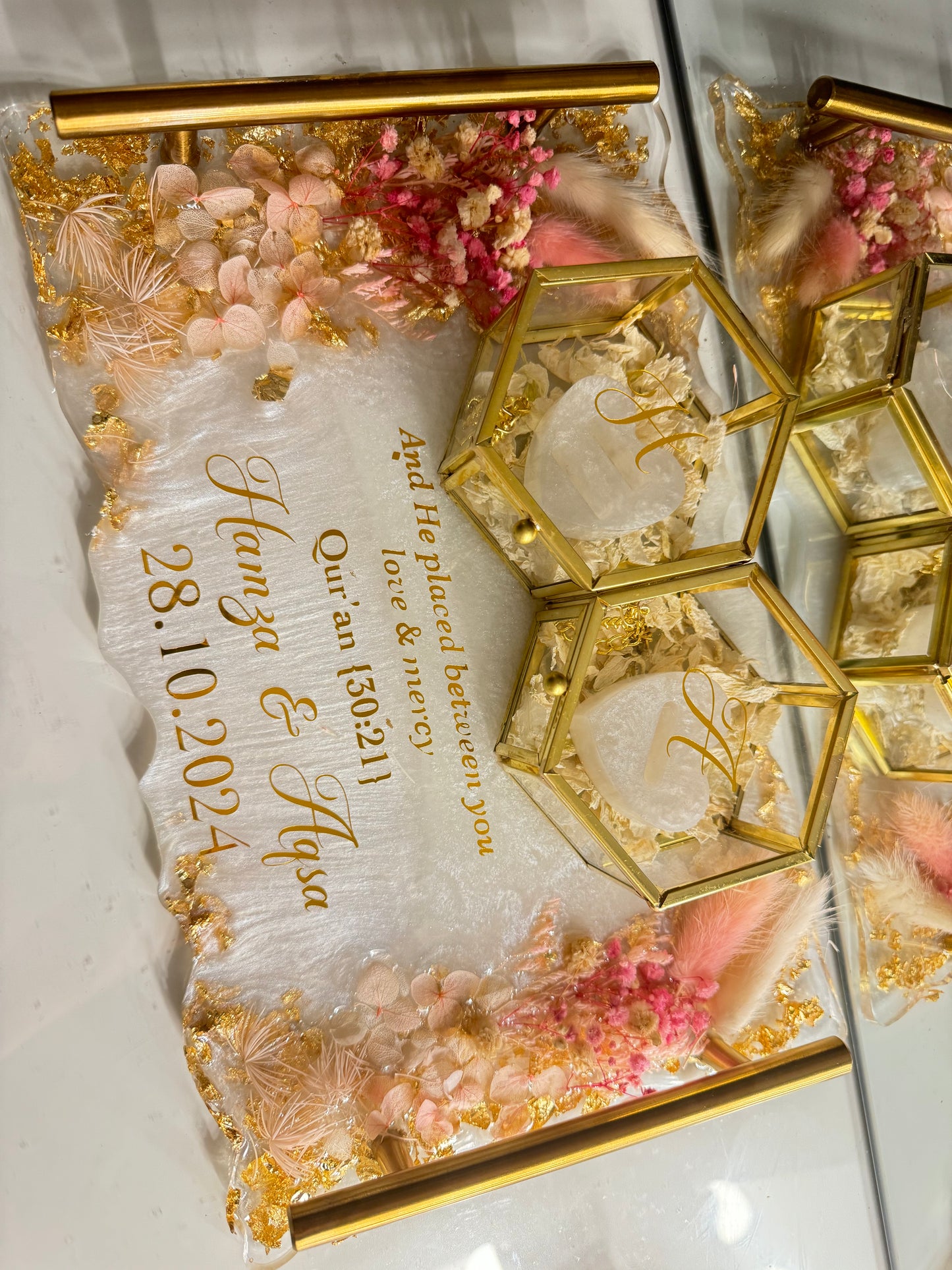 Pastel pink and gold rectangle tray