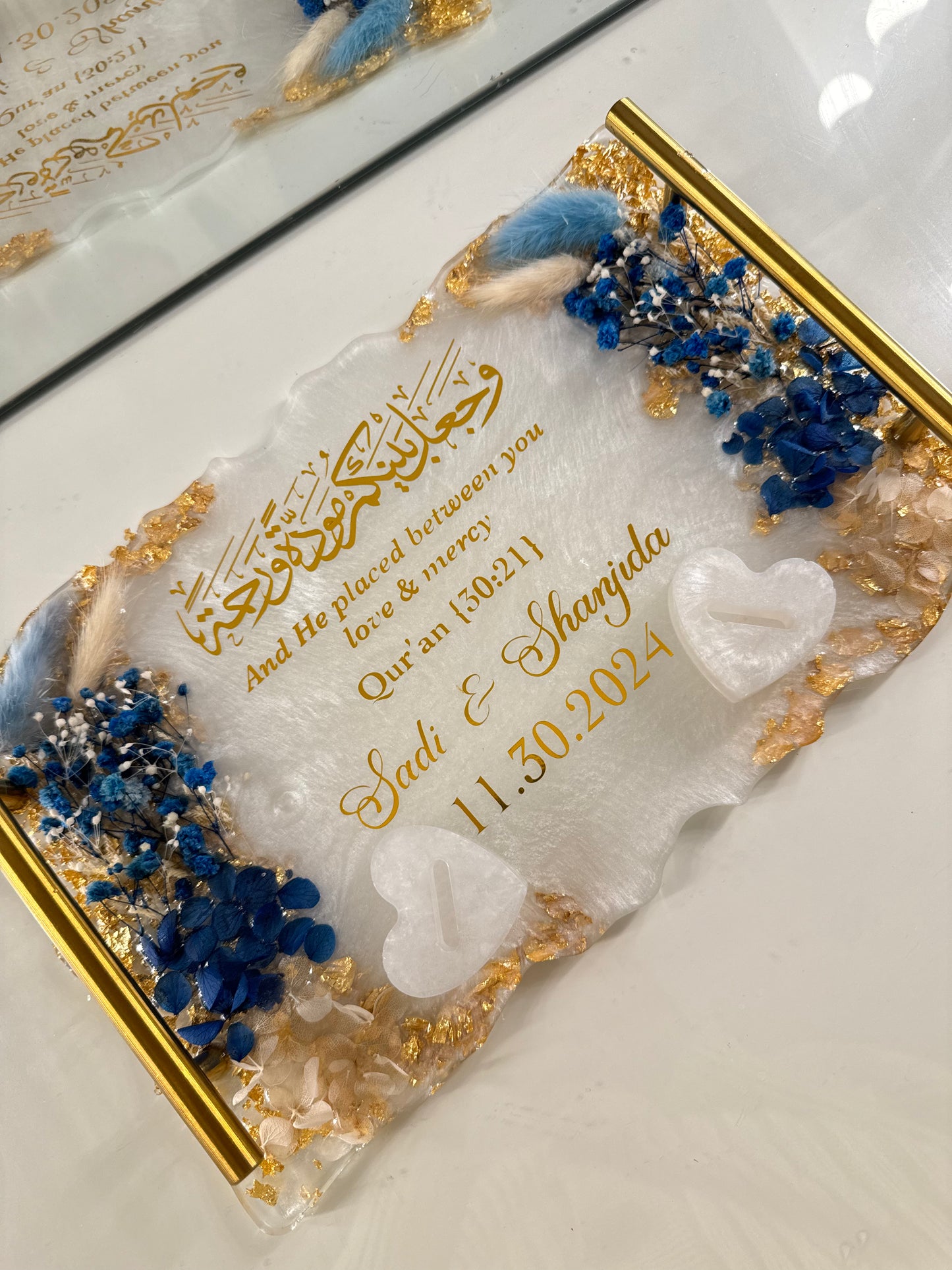 Navy blue and gold rectangle tray