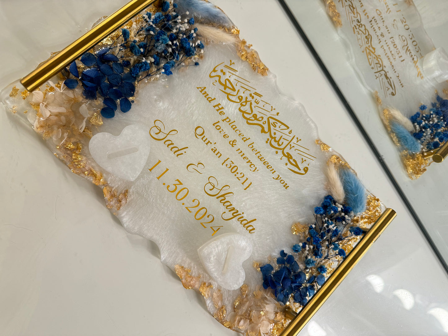 Navy blue and gold rectangle tray