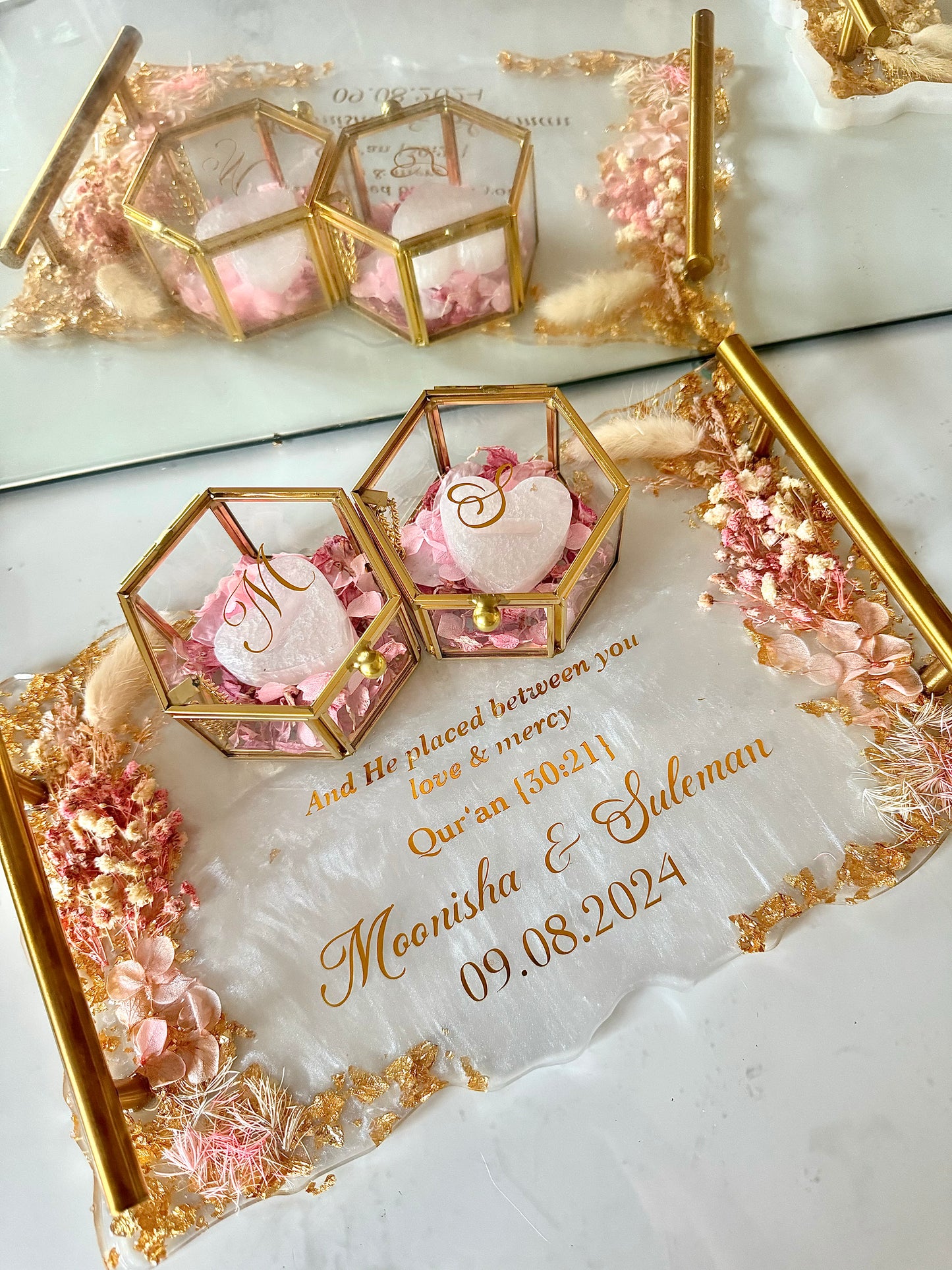 Pastel pink and gold rectangle tray