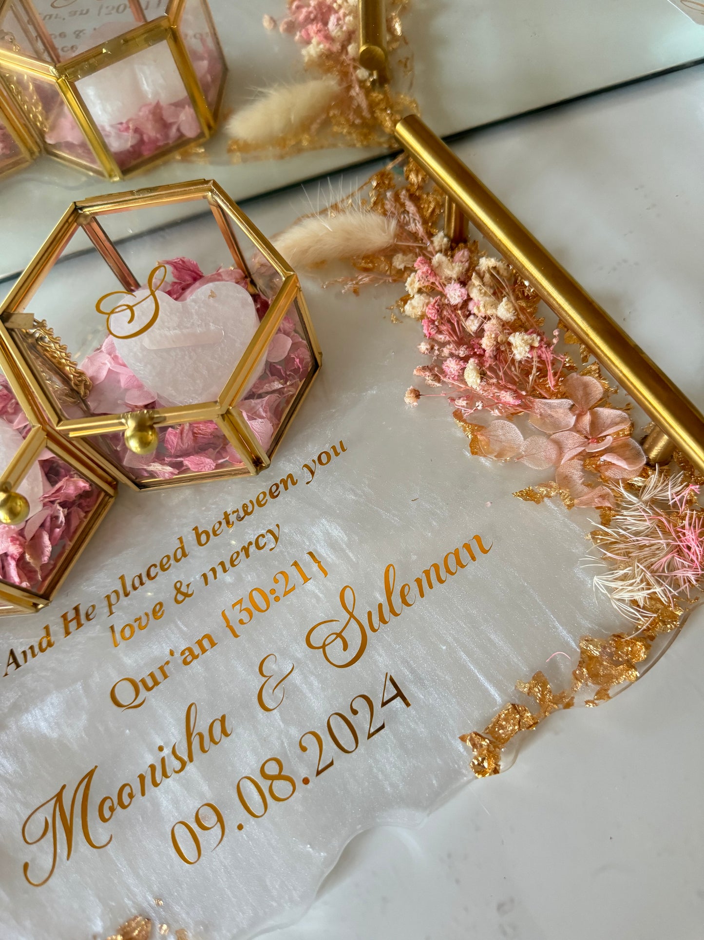 Pastel pink and gold rectangle tray
