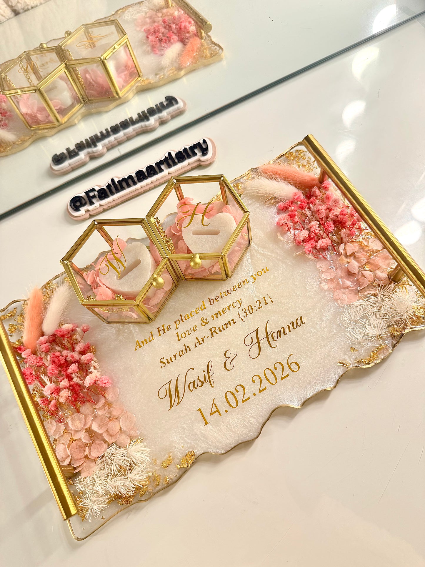 Pastel pink and gold rectangle tray
