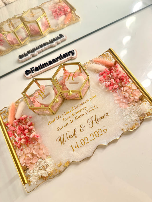 Pastel pink and gold rectangle tray