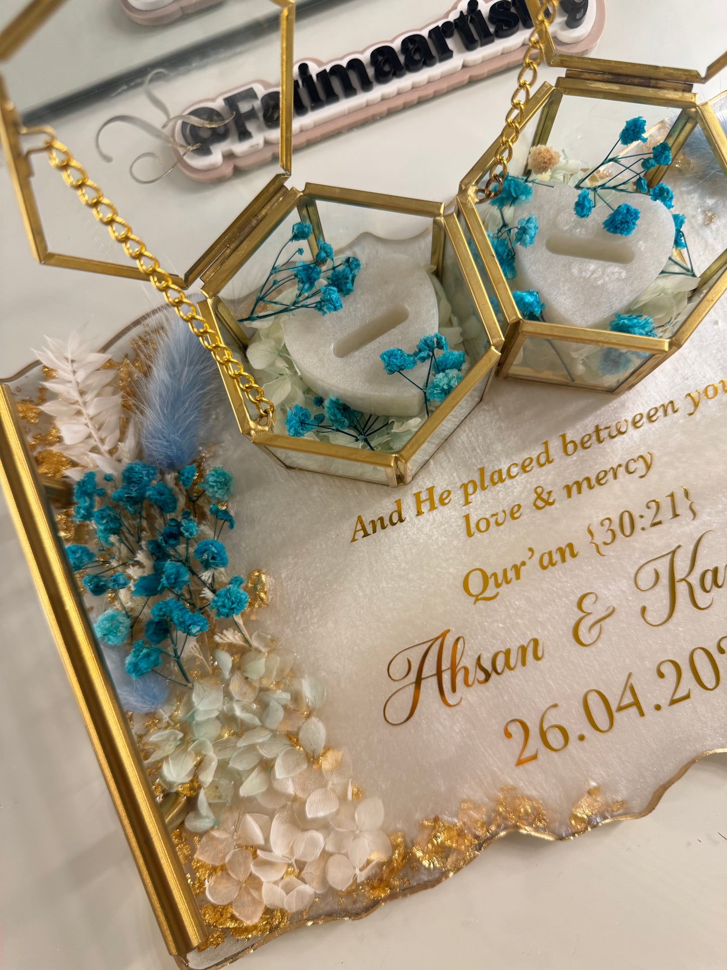 Pastel blue and gold rectangle tray