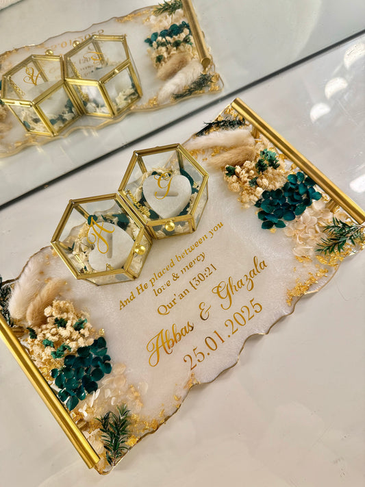 Emerald green and gold rectangle tray