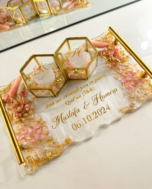 Pastel pink and gold rectangle tray