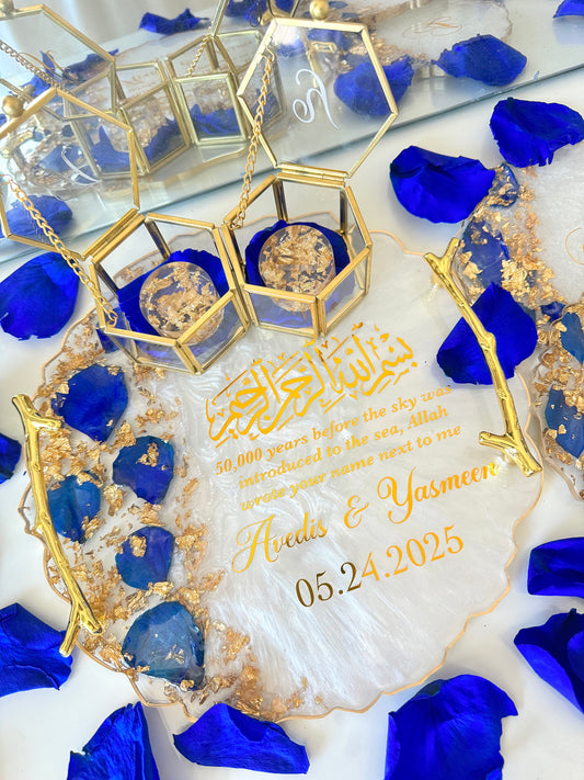 Royal blue and Gold ring tray
