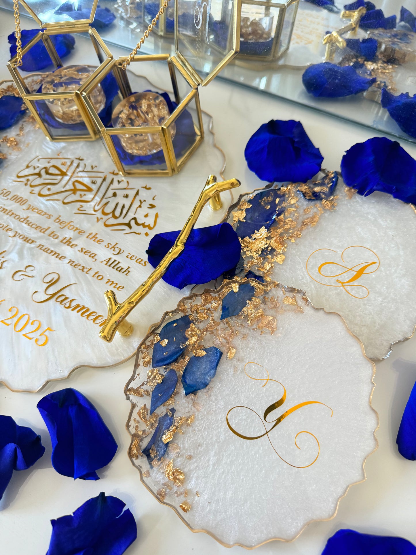 Royal blue and Gold ring tray